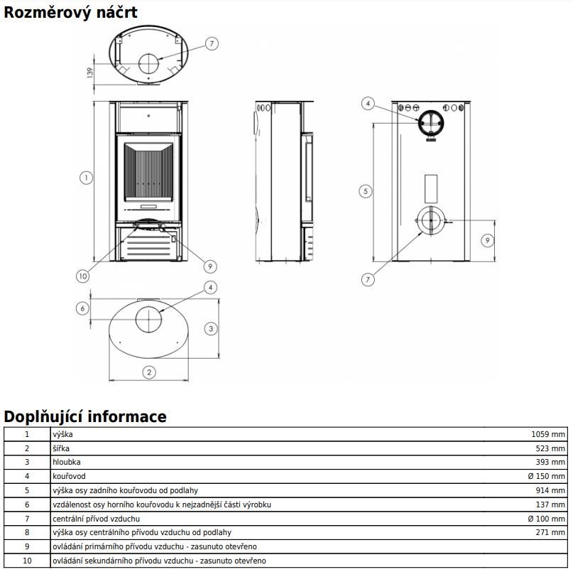 ABX ATLANTIK 5 III krbová kamna 2,5-7kW, černá HB-4007014 Obrázek - fotka