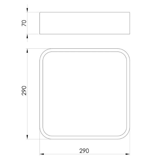 EGLO MANILVA 1 stropní LED svítidlo, 3000 K, 1100 lm, 290x290 mm, chrom 96229 Technický nákres