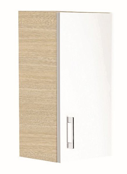 CONCEPT 50 nízká skříňka 35x22,9x61,5 cm, 1 dvířka, panty vpravo, bělený dub/lesklá bílá C50.HPBD Obrázek - Hlavní obrázek