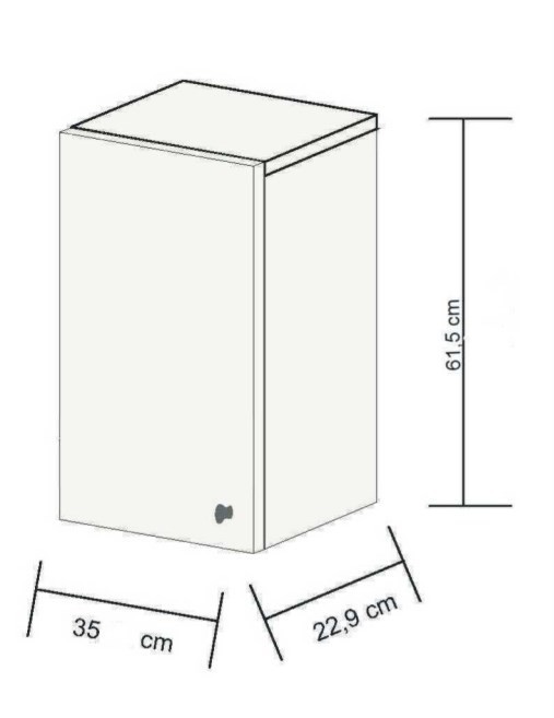 CONCEPT 50 nízká skříňka 35x22,9x61,5 cm, 1 dvířka, panty vpravo, bělený dub/lesklá bílá C50.HPBD Obrázek - fotka
