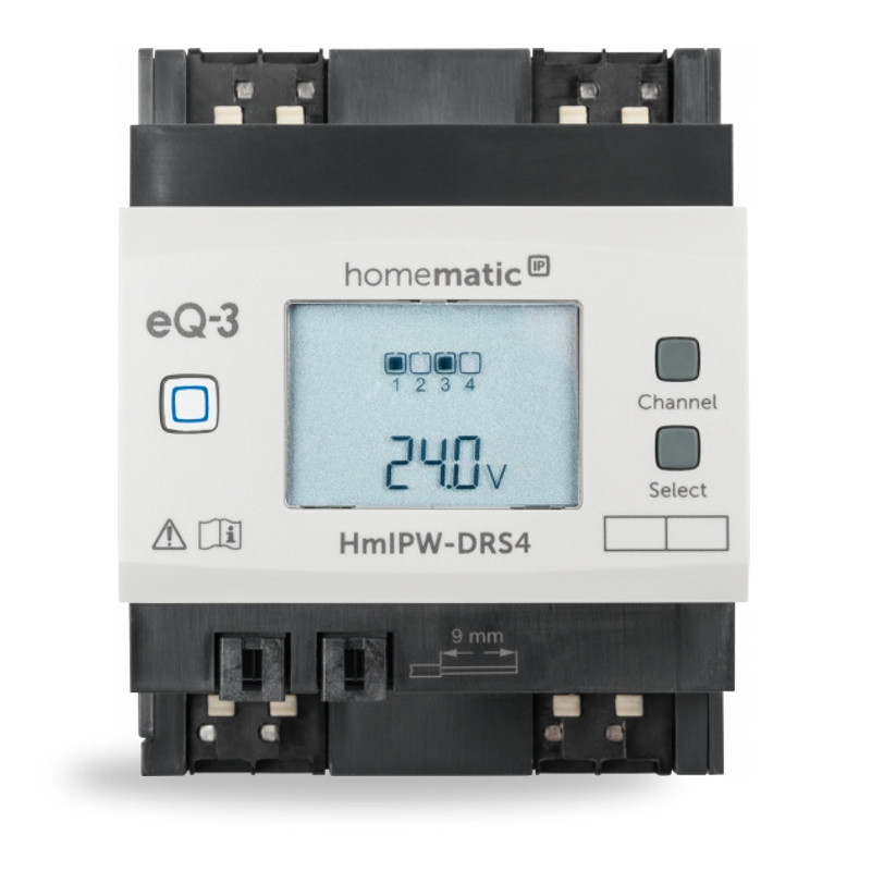 HOMEMATIC IP drátový spínací akční člen s LCD, na DIN lištu, 4 kanály HmIPW-DRS4 Obrázek - Hlavní obrázek