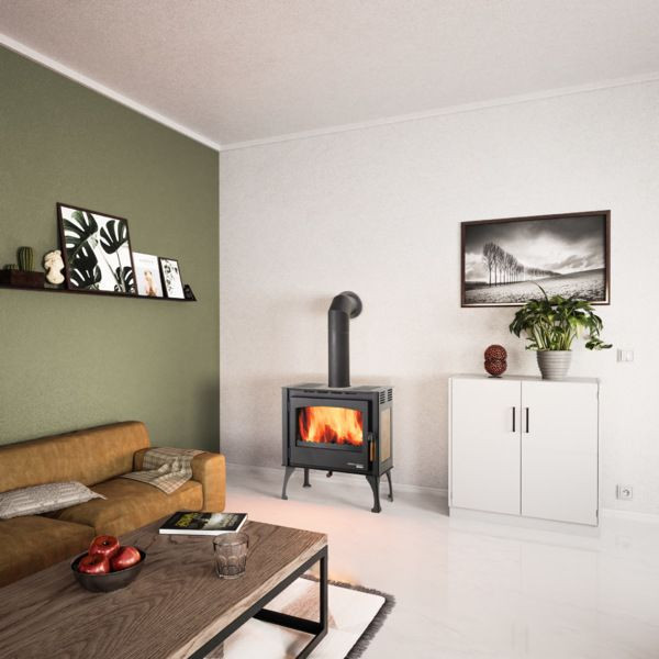 HAAS+SOHN FORESTA krbová kamna 2,7-8,1 kW, černá/dekor dřevo 0470815100000 Obrázek - fotka