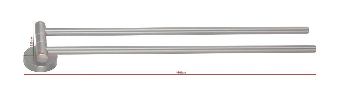 TESA MOON GRAPHITE držák ručníků 456 mm, dvojramenný, otočný, grafit 40592-00000-00 Technický nákres