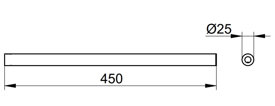 KEUCO REVA držák ručníku 450 mm, matná černá 12820370000 Technický nákres