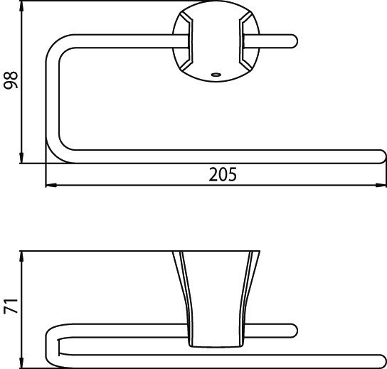 CONCEPT 200 držák ručníku 205 mm, chrom S4855 (010-7114) Technický nákres