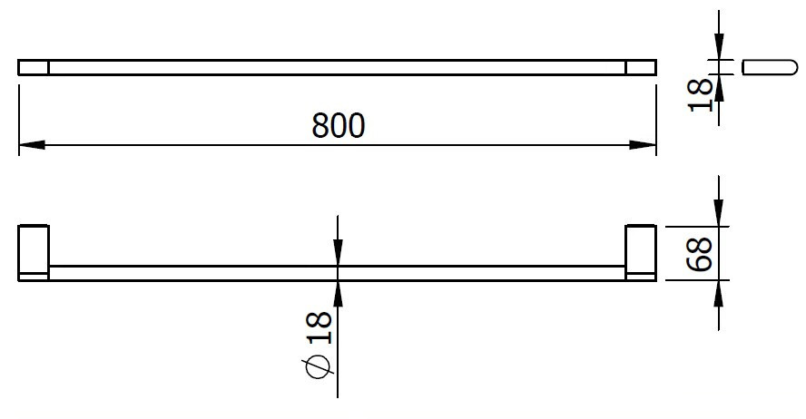 LANGBERGER LESINA držák ručníku 800 mm, matná černá 2129001B-BP Technický nákres
