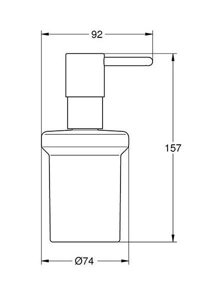 GROHE ESSENTIALS dávkovač tekutého mýdla 160 ml, bez držáku, sklo, kartáčovaný cool sunrise 40394GN1 Technický nákres