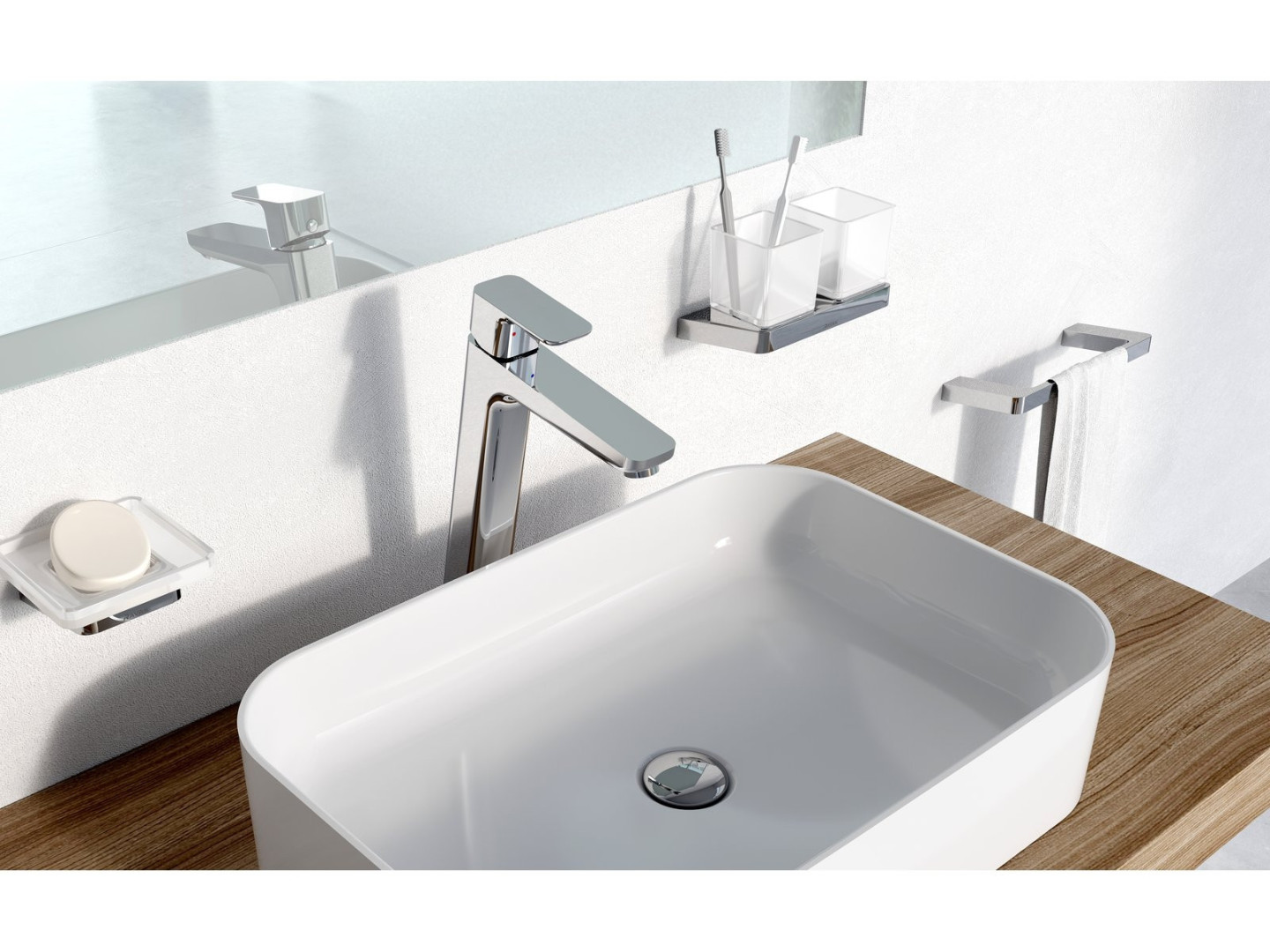RAVAK 10° TD 220 držák kartáčků s pohárky, nástěnný, sklo, chrom X07P322 Obrázek - fotka