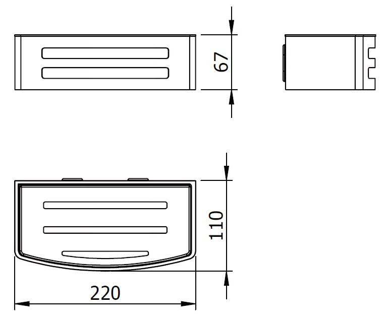 LANGBERGER LESINA police 220 mm, nástěnná, matná černá 2775560-BPC Technický nákres