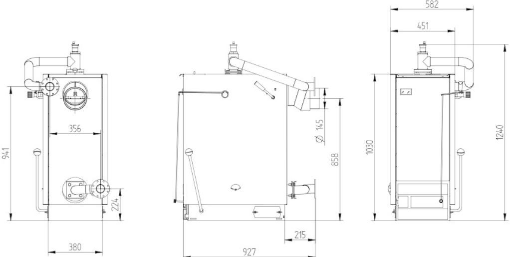 SLOKOV přestavbová sada za kotle DAKON, pro kotel SLOKOV SL20E, SL27E, SL33E, SL23D, SL27D 102000192 Technický nákres
