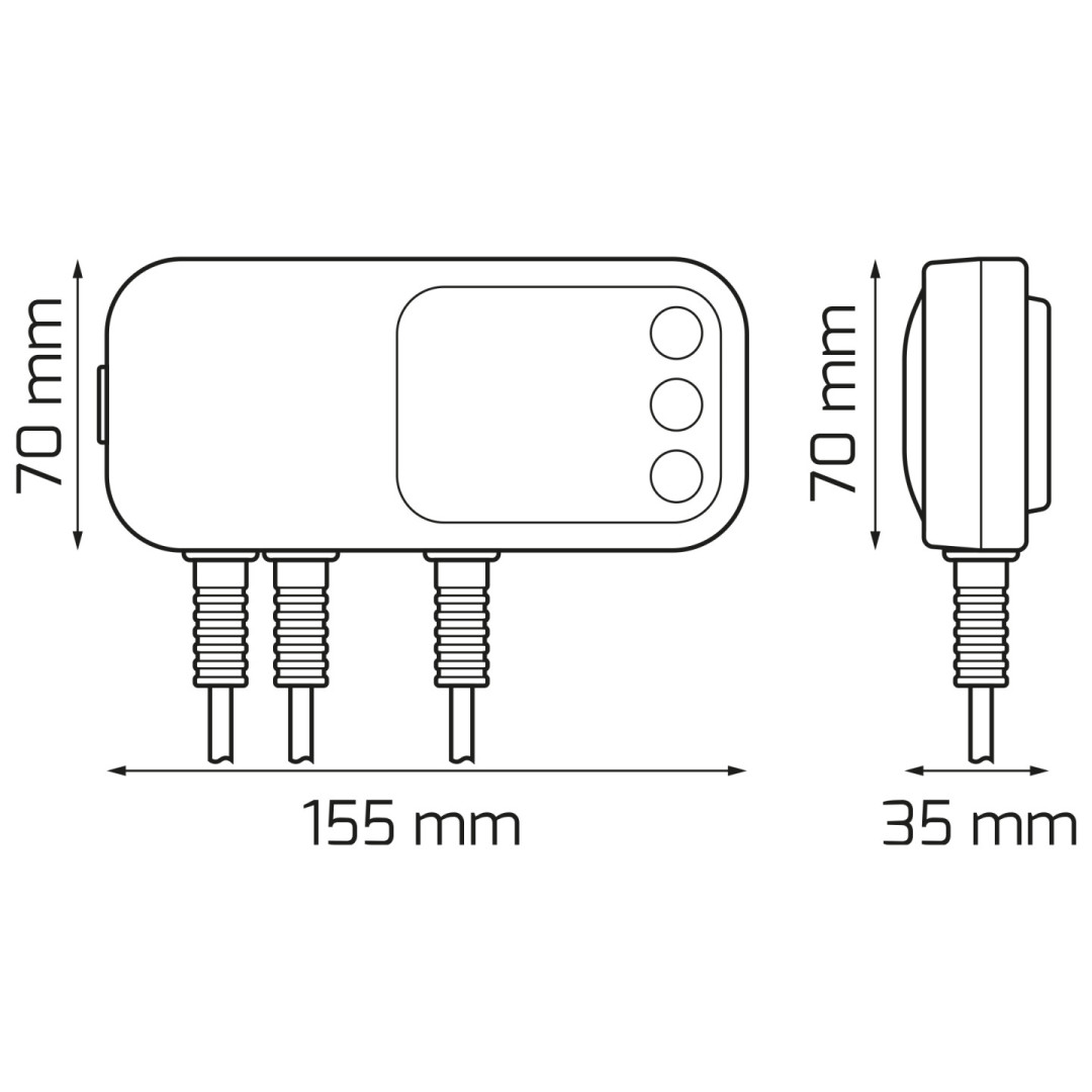 THERMOCONTROL regulátor, pro ovládání čerpadla ÚT a čerpadla TUV TC PC12HW Technický nákres