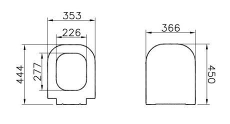 CONCEPT 200 WC sedátko, SoftClose, bílá 74-003-009 Technický nákres