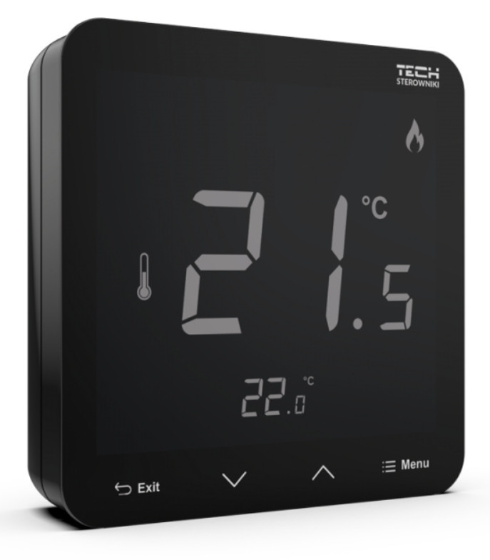 TECH CONTROLLERS EU-R-8S PLUS prostorový termostat, s čidlem vlhkosti, bezdrátový, černá WG.11.0696 Obrázek - fotka