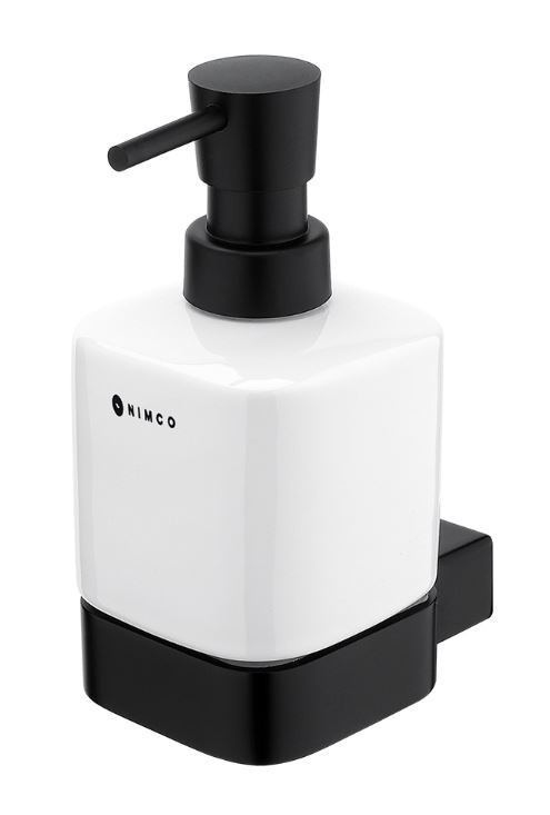 NIMCO KIBO dávkovač tekutého mýdla 320 ml, nástěnný, keramika, černá/bílá Ki-14031K-T-90 Obrázek - Hlavní obrázek