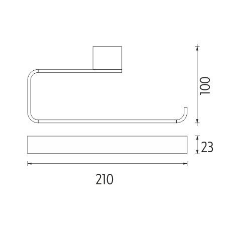 NIMCO KIBO držák ručníku 210 mm, chrom KI 14060-26 Technický nákres