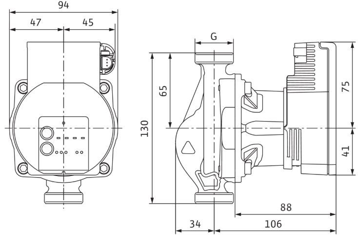 WILO VARIOS PICO-STG 15/1-13 oběhové čerpadlo 2,4 m3/h, 130 mm 4232746 Technický nákres