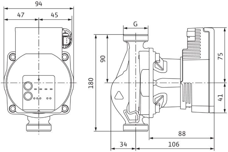 WILO VARIOS PICO-STG 15/1-13 oběhové čerpadlo 2,4 m3/h, 180 mm 4232747 Technický nákres