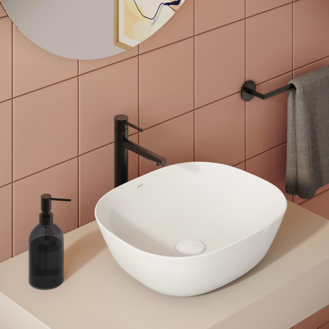 VITRA ORIGIN umyvadlová stojánková baterie, matná černá A4255736WTC Obrázek - fotka