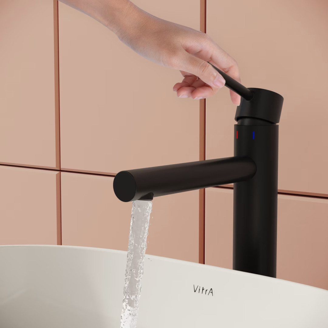 VITRA ORIGIN umyvadlová stojánková baterie, matná černá A4255736WTC Obrázek - fotka