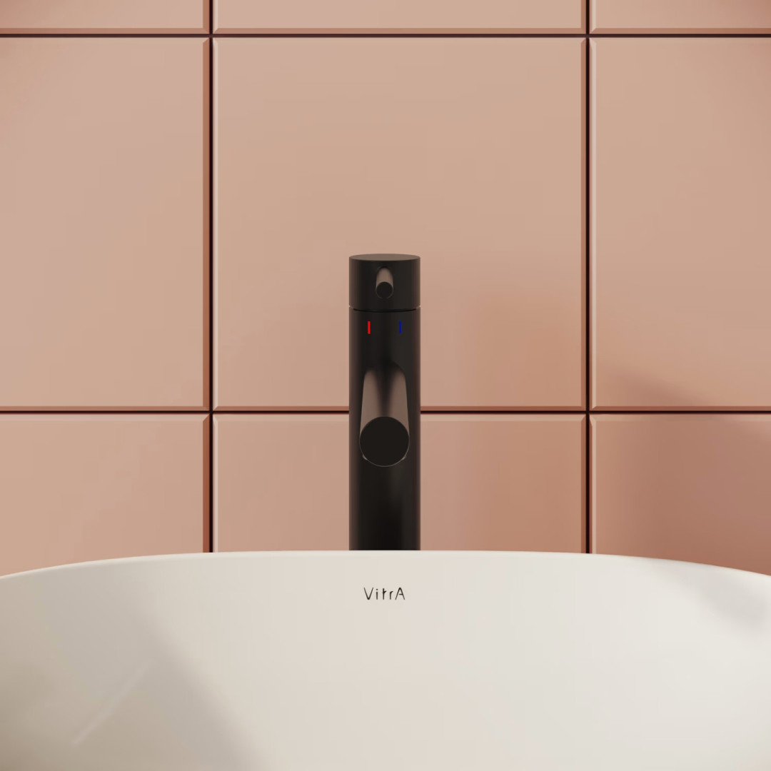 VITRA ORIGIN umyvadlová stojánková baterie, matná černá A4255736WTC Obrázek - fotka