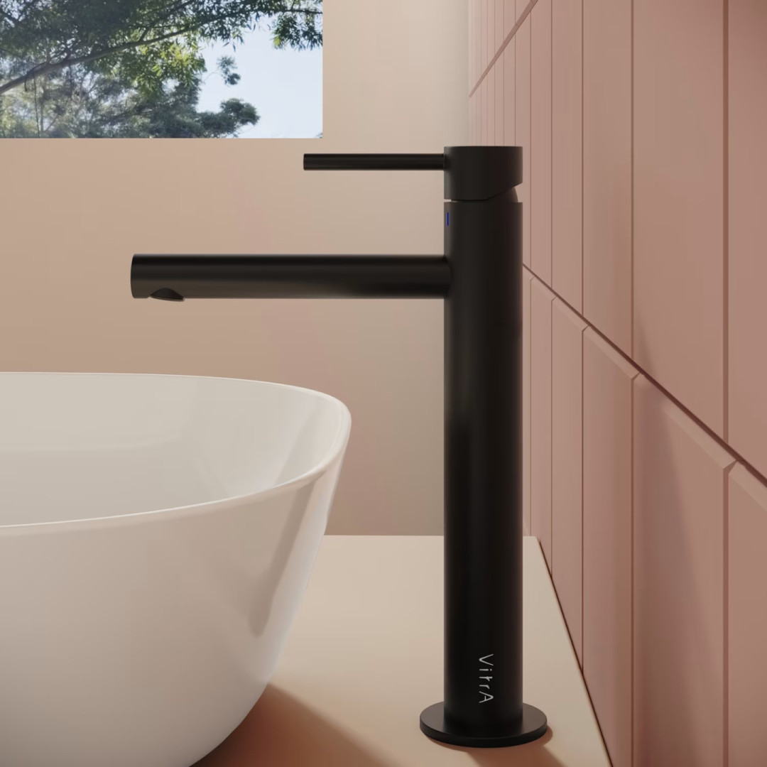 VITRA ORIGIN umyvadlová stojánková baterie, matná černá A4255736WTC Obrázek - fotka