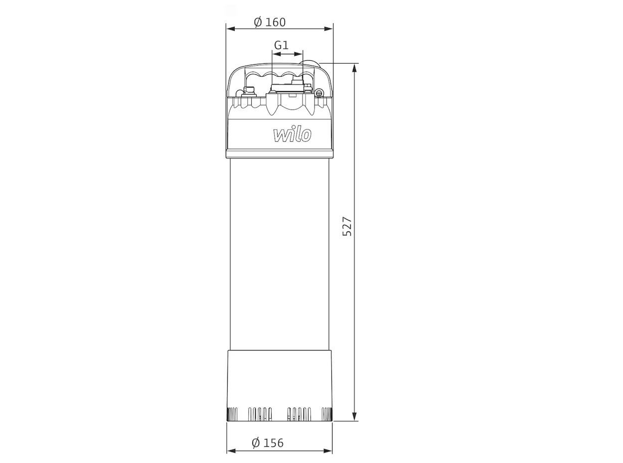 WILO EXTRACT FIRST 303 ponorné čerpadlo, Hmax 37,1 m, s kabelem 10 m 6093855 Technický nákres