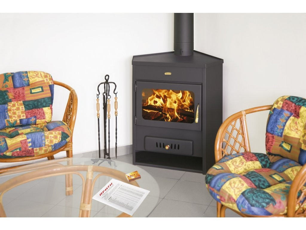 PRITY AM W12 krbová kamna 13,3kW rohová, s výměníkem, ocel, černá PRITY AM W12 Obrázek - fotka