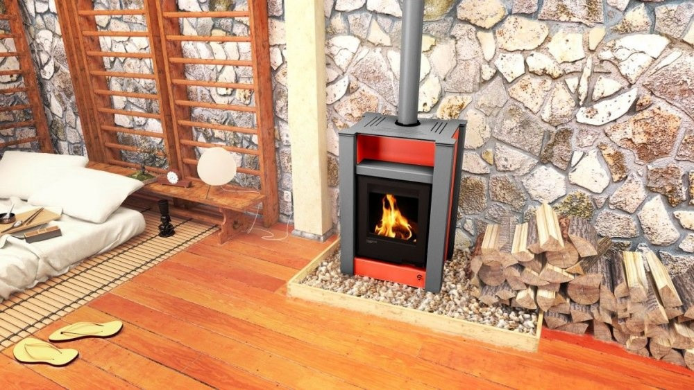 HS FLAMINGO AQUAFLAM VARIO LEND krbová kamna 11kW, manuální regulace, červená HSF34-098 Obrázek - fotka