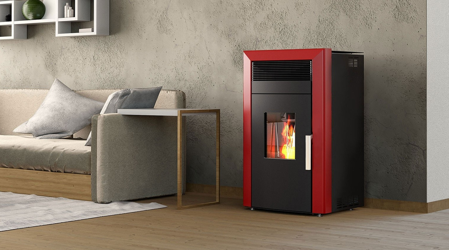 ALFA PLAM COMMO 12 peletová kamna 12 kW, s výměníkem, červená COMO12 Obrázek - fotka