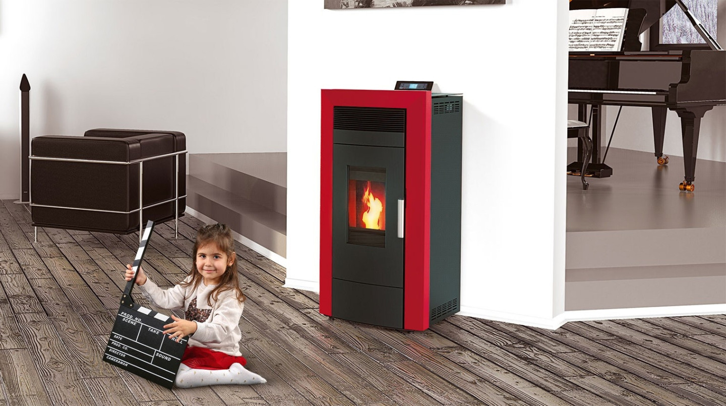 ALFA PLAM COMMO 21 peletová kamna 21 kW, s výměníkem, červená COMO21 Obrázek - fotka