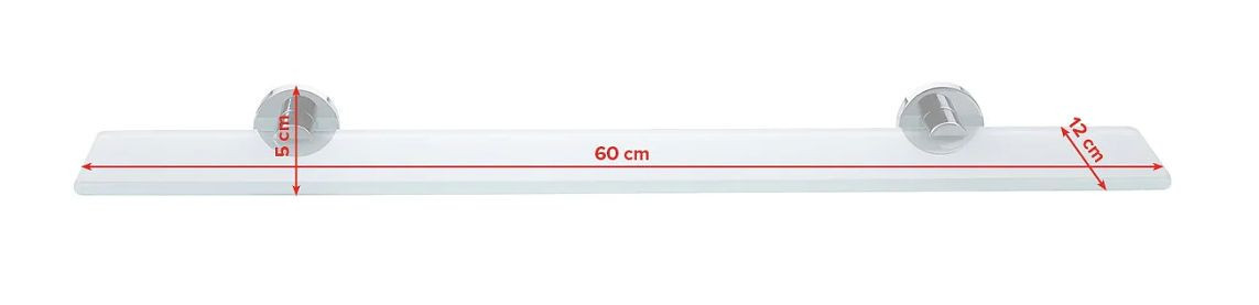 TESA SMOOZ police 600 mm, nástěnná, sklo, chrom 40326-00000-00 Technický nákres