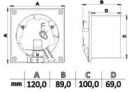 HACO AV DRIM 100 T axiální ventilátor 100 mm, nástěnný/stropní, s časovačem, bez předního panelu 0945 Technický nákres