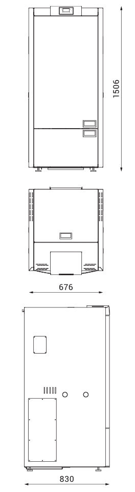 ALFA PLAM COMMO COMPACT 32 kotel na pelety 32 kW, automatický COMO COMPACT32 Technický nákres