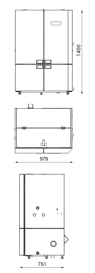 ALFA PLAM GRANDE 28 kotel na pelety 28 kW, automatický GRANDE28 Technický nákres