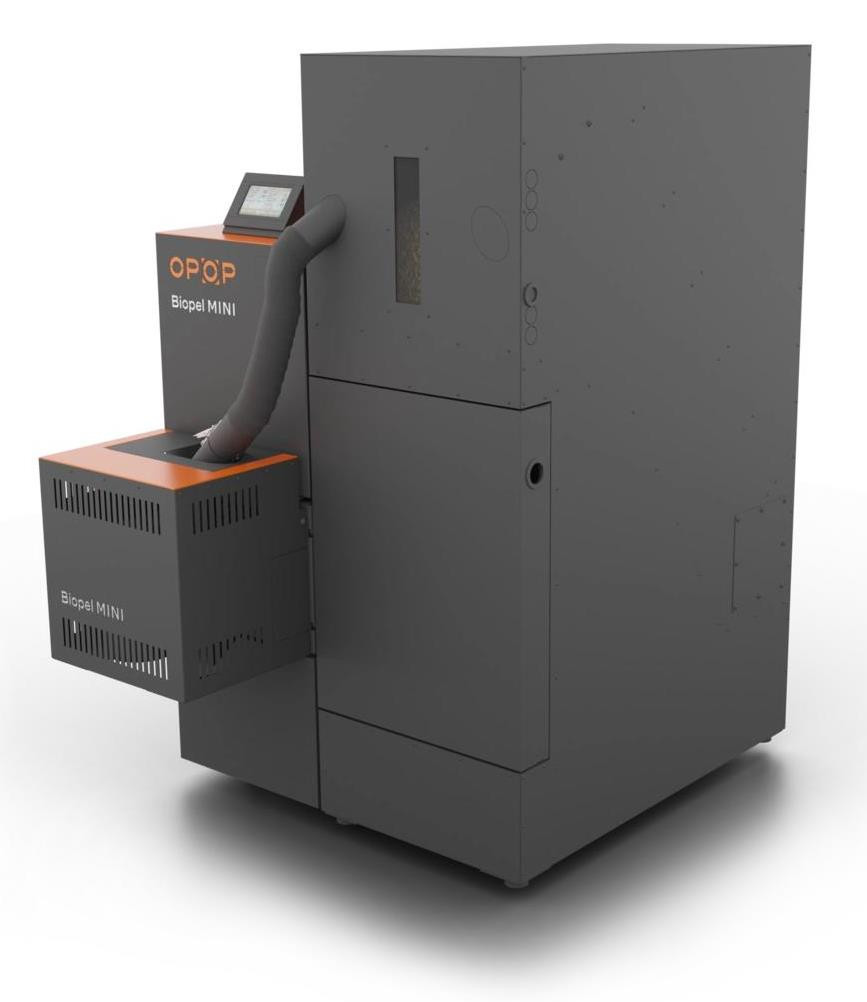 OPOP BIOPEL MINI KOMPAKT SET 21,150/V9 kotel na pelety 21 kW, automatický + násypka 150kg + hořák+ řídící jednotka V9 15021 Obrázek - fotka
