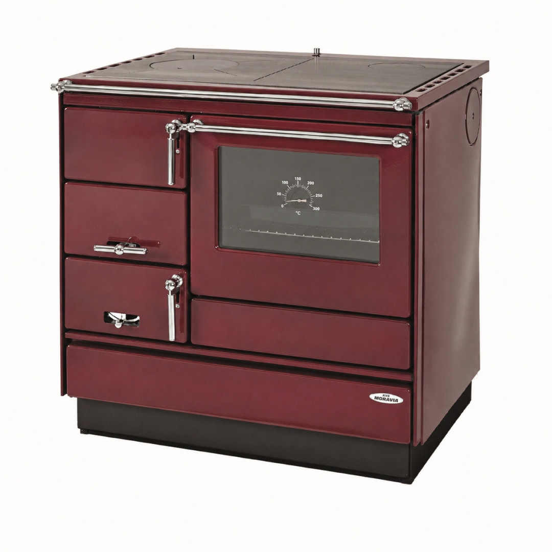 KVS MORAVIA VSP 9103 sporák na tuhá paliva 8,4 kW, s troubou vpravo, bordó/chrom VSP-9103.4382 Obrázek - Hlavní obrázek