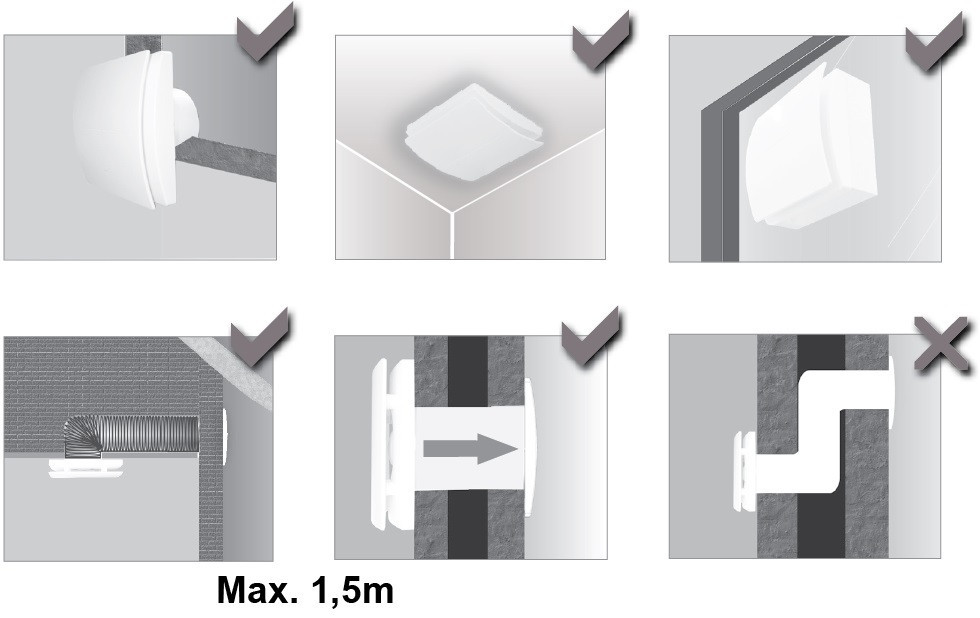 AERAULIQA QD100TBB axiální ventilátor 100 mm, nástěnný/stropní/do okna, s časovačem a zpětnou klapkou PQD0001Q Obrázek - fotka