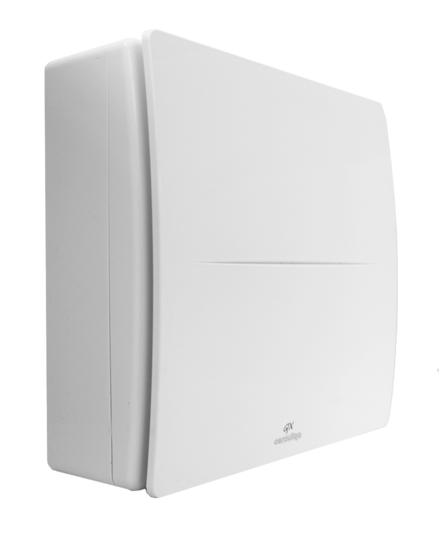 AERAULIQA QX100HT radiální ventilátor 100mm, nástěnný/stropní, se snímačem vlhkosti a zpětnou klapkou PQX00016 Obrázek - Hlavní obrázek